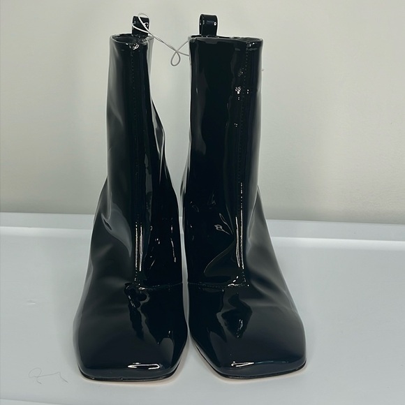 Good American Ankle Boot Women's 8.5 Black Patent Leather Square Toe Square Heel - Picture 3 of 15